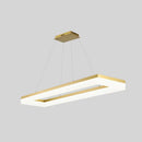 Modern gold rectangular led ceiling light for kitchen island