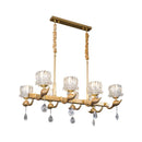 DecorBites™ Gold Island Chandelier with Crystal Draping and 8-Head Floral Design for Contemporary Dining Room