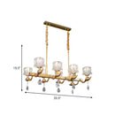 DecorBites™ Gold Island Chandelier with Crystal Draping and 8-Head Floral Design for Contemporary Dining Room