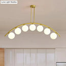 DecorBites™ Gold Island Pendant with Clear/White Shade and Curvy Design - Perfect for Modern Kitchens (3/5/7 Lights)