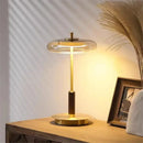 Decorbites gold lustre glass mushroom table lamp bedroom wood accent
