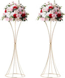 Modern gold metal trumpet flower stand vases for dining room
