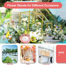 Gold metal wedding flower stand set with pink roses for dining room
