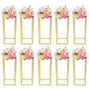 Gold metal wedding flower stand set with pink roses for dining room