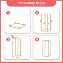 Gold metal wedding flower stand set with pink roses for dining room