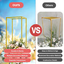 Gold metal wedding flower stand set with pink roses for dining room