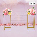 Gold metal wedding flower stand set with pink roses for dining room