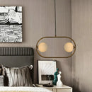 DecorBites™ Gold Modern Globe Hanging Chandelier with Frosted Glass, 2 Bulbs – Bedroom LED Pendant Light