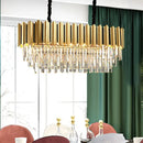 DecorBites™ Gold Oblong Crystal Rod Pendant - Postmodern 10-Light Kitchen Island Light