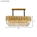 DecorBites™ Gold Oblong Crystal Rod Pendant - Postmodern 10-Light Kitchen Island Light