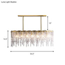 DecorBites™ Gold Oval Island Pendant Lamp: Minimalist Design with Clear Crystal, 7 Bulbs & Melting Ice-inspired