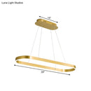 DecorBites™ Gold Oval LED Island Lamp for Modern Dining Room - Metallic Hanging Light Kit with Warm/White Glow