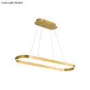 DecorBites™ Gold Oval LED Island Lamp for Modern Dining Room - Metallic Hanging Light Kit with Warm/White Glow