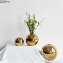 DecorBites™ Golden Ball Ceramic Vase Home Decor