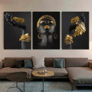 DecorBites™ Golden Jewelry African Woman Canvas Art