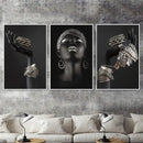 DecorBites™ Golden Jewelry African Woman Canvas Art