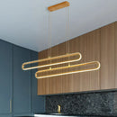 DecorBites™ Golden LED Aluminum Island Pendant Light - Modern Elliptical Design, Warm/White 39"/47
