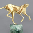 Decorbites golden leopard brass cheetah figurine green & white living room decor
