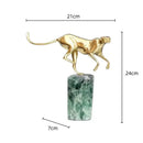 Decorbites golden leopard brass cheetah figurine green & white living room decor