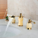 Decorbites golden plated waterfall bathtub faucet with marble handles