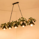 DecorBites™ Green Faux Plant Farmhouse Pendant Island Light with Metallic Shade