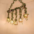 DecorBites™ Green Faux Plant Farmhouse Pendant Island Light with Metallic Shade