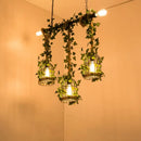 DecorBites™ Green Faux Plant Farmhouse Pendant Island Light with Metallic Shade