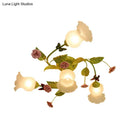 Floral pink & green butterfly ceiling light fixture – bedroom decor