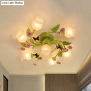 Floral pink & green butterfly ceiling light fixture – bedroom decor