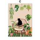 DecorBites™ Green Plants Black Cat Canvas Wall Art