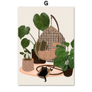DecorBites™ Green Plants Black Cat Canvas Wall Art