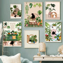 DecorBites™ Green Plants Black Cat Canvas Wall Art