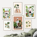DecorBites™ Green Plants Black Cat Canvas Wall Art