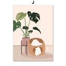 DecorBites™ Green Plants Black Cat Canvas Wall Art