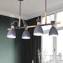 DecorBites™ Grey/White/Green Bell Island Lamp - Nordic 4-Light Iron Pendant with Rotatable Design and Wood Decoration