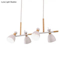 DecorBites™ Grey/White/Green Bell Island Lamp - Nordic 4-Light Iron Pendant with Rotatable Design and Wood Decoration