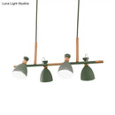 DecorBites™ Grey/White/Green Bell Island Lamp - Nordic 4-Light Iron Pendant with Rotatable Design and Wood Decoration
