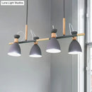 DecorBites™ Grey/White/Green Bell Island Lamp - Nordic 4-Light Iron Pendant with Rotatable Design and Wood Decoration
