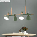 DecorBites™ Grey/White/Green Bell Island Lamp - Nordic 4-Light Iron Pendant with Rotatable Design and Wood Decoration