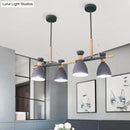 DecorBites™ Grey/White/Green Bell Island Lamp - Nordic 4-Light Iron Pendant with Rotatable Design and Wood Decoration