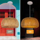 DecorBites™ Hand-Woven Bamboo Lantern Pendant Light