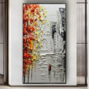 DecorBites™ Handmade Abstract City Oil Painting, Modern Wall Art