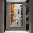 DecorBites™ Handmade Abstract City Oil Painting, Modern Wall Art
