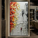 DecorBites™ Handmade Abstract City Oil Painting, Modern Wall Art