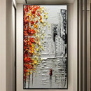 DecorBites™ Handmade Abstract City Oil Painting, Modern Wall Art