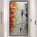 DecorBites™ Handmade Abstract City Oil Painting, Modern Wall Art