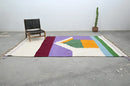 Handmade moroccan azilal rug cream and burgundy living room decor