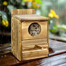 DecorBites™ Handmade Wooden Screech Owl House - Outdoor Nesting Box