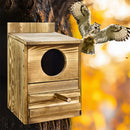 DecorBites™ Handmade Wooden Screech Owl House - Outdoor Nesting Box