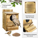 DecorBites™ Handmade Wooden Screech Owl House - Outdoor Nesting Box